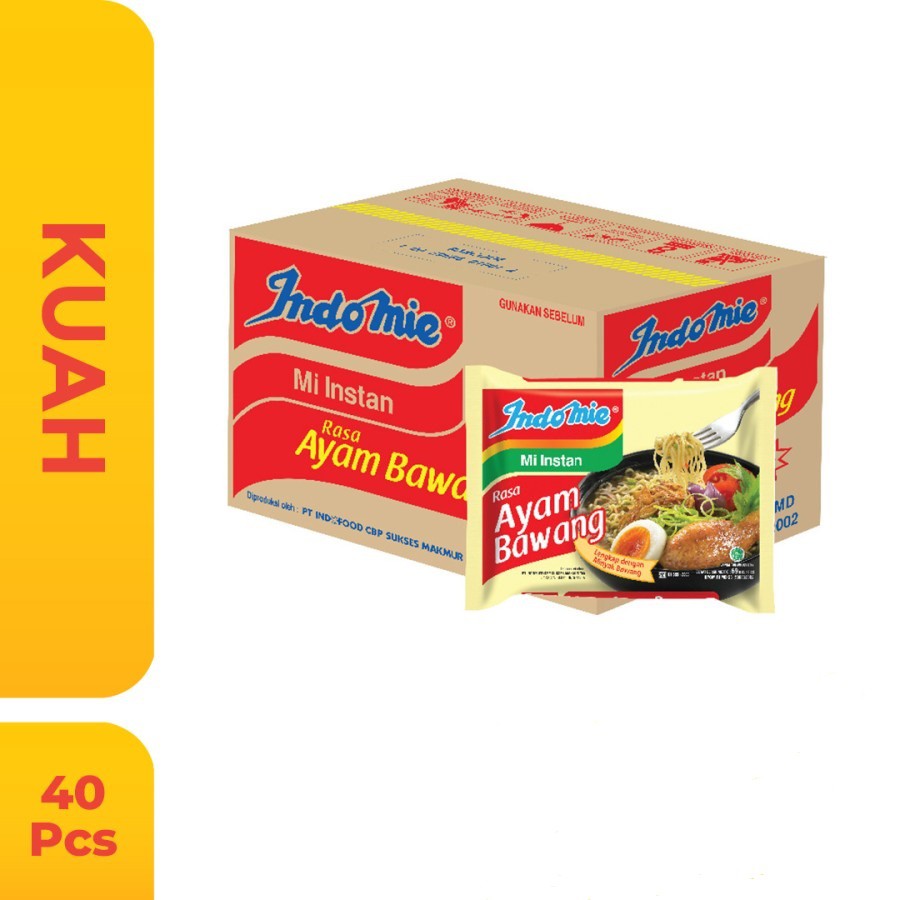 INDOMIE AYAM BAWANG INSTAN HALAL 69GR CHICKEN ONION NOODLE 1 BOX ISI 40 PCS MI KUAH