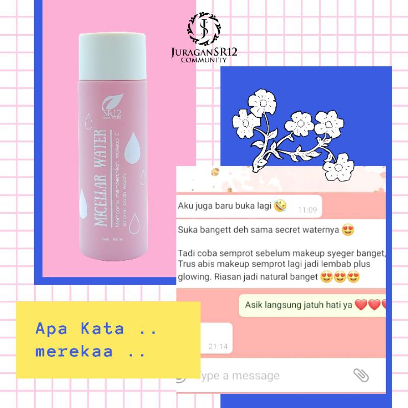 SR12 MICELLAR WATER / MELEMBABKAN WAJAH SECARA ALAMI DAN MEMBERSIHKAN SISA MAKEUP