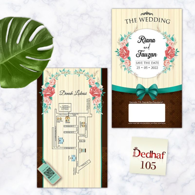 (CETAK Dedhaf 105) Undangan Pernikahan Murah, Elegant, Unik, Cantik.