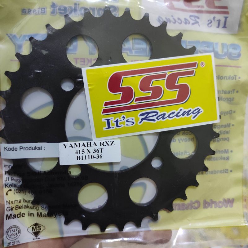 Gear Belakang SSS 415 28 30 31 32 33 34 35 36 37 38 39 40 41 RXZ RXKing Jupiter Vega MX FIZR-SSS(Black) 415-36