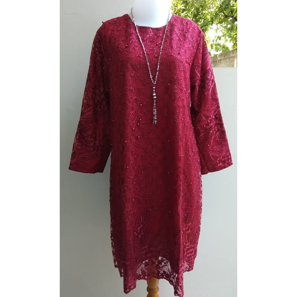 Tunik Tile Bordir Motif Kotak Kotak