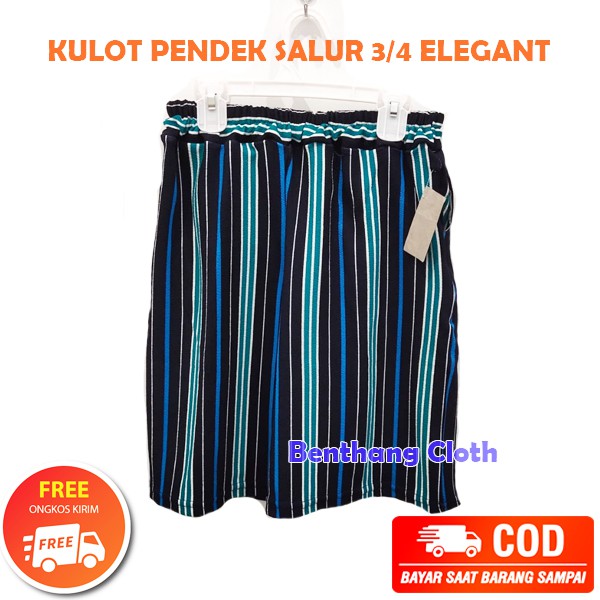 KULOT celana pendek SALUR bahan WAFEL CREPE 3/4 (Atas Lutut)