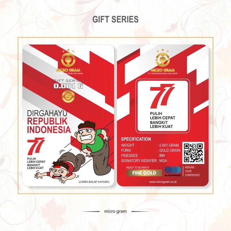 EMAS MINI 0.001gr - 0.1gr LOGAM MULIA 24KARAT DIJAMIN ASLI ORIGINAL MICRO GRAM/ BABYGOLD / MINIGRAM / MINIGOLD  100% EMAS MURNI ASLI TERMURAH TOKO EMAS SOUVENIR PERNIKAHAN TERMURAH HADIAH KADO ULANG TAHUN EMAS BATANGAN EMAS 0,001 TERMURAH-HUT RI 17 0,001gr