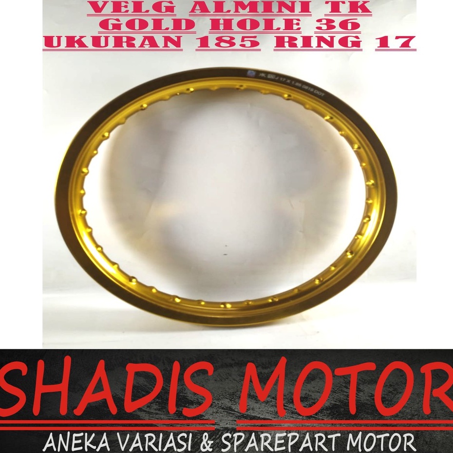 Velg Almini TK Racing W Shape Hole 36 Ukuran 185 Ring 17 Warna Gold Velg Jari Jari Motor