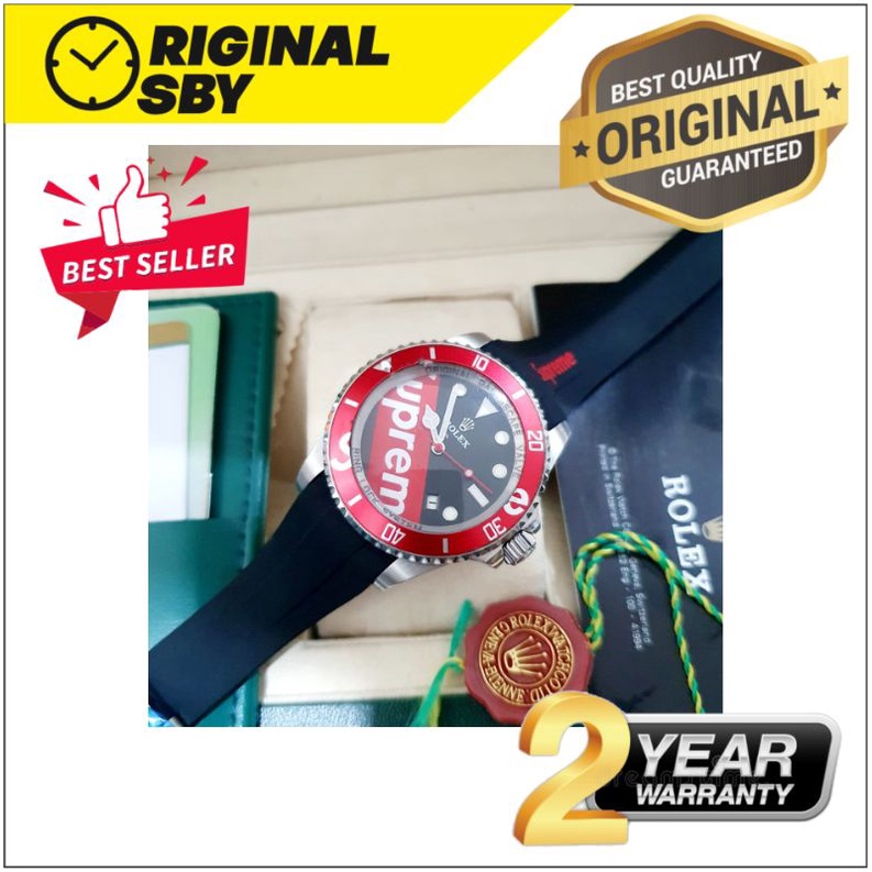 Obrall  JAM TANGAN PRIA WANITA | RANTAI | KULIT | KARET | MURAH | pria rolex aupreme merah - ori inc