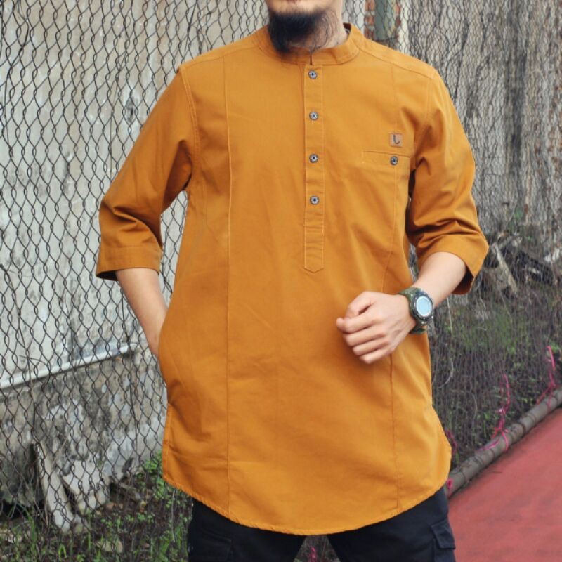 BAJU KOKO KURTA PAKISTAN BERKUALITAS PAKAIAN MUSLIM PRIA LENGAN PENDEK WARNA NAVY MAROON UKURAN M L