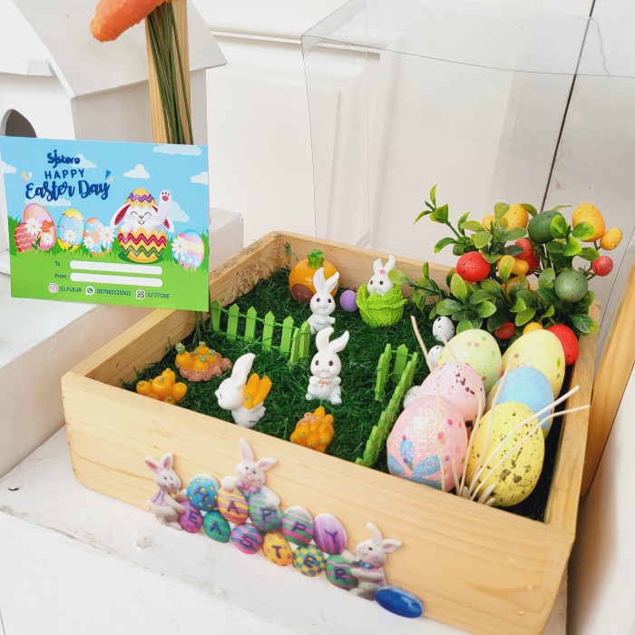 

Paket dekorasi box hampers easter bunny eggs kelinci telur paskah 127