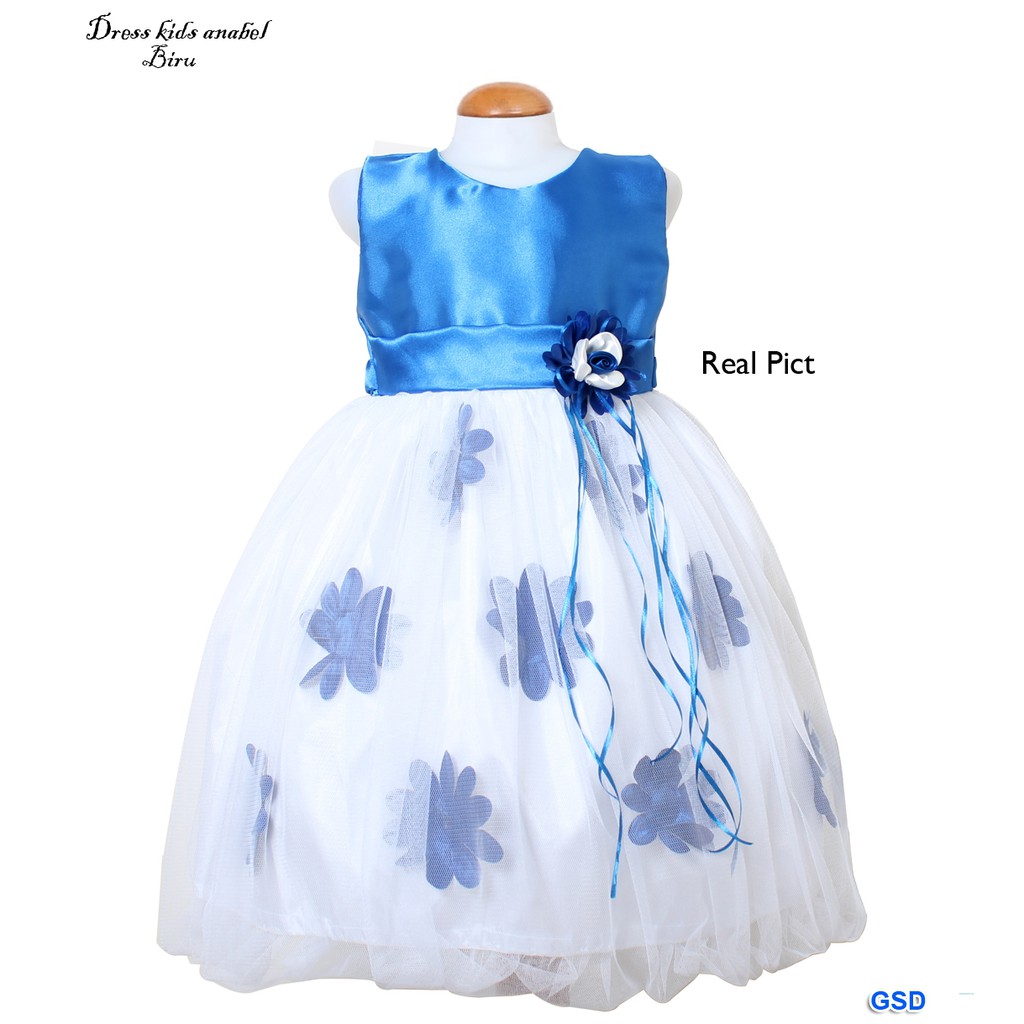 Dress kids anabel/pakaian anak perempuan/dress tingkat anak bunga kombi brukat/dress pesta anak mura