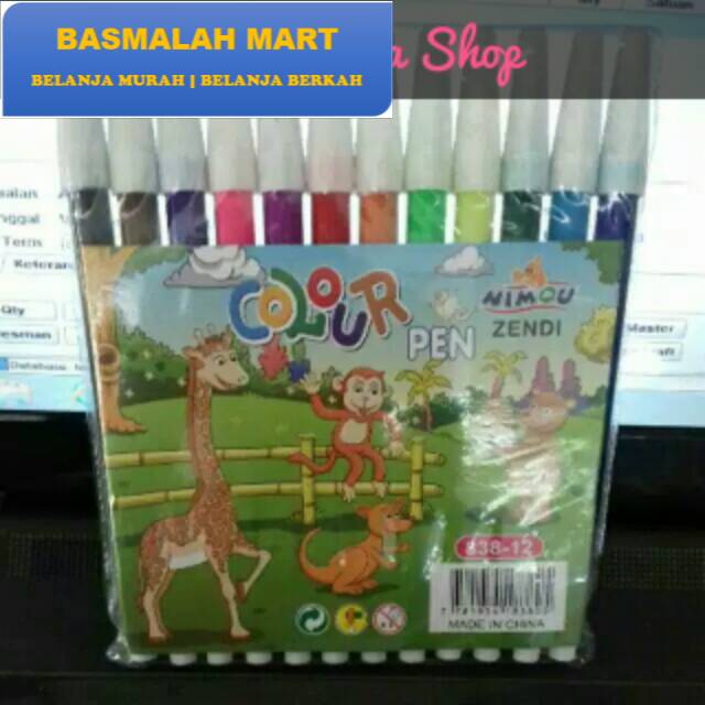 

Spidol 12 warna 838 Colour Pen Zendi Murmer