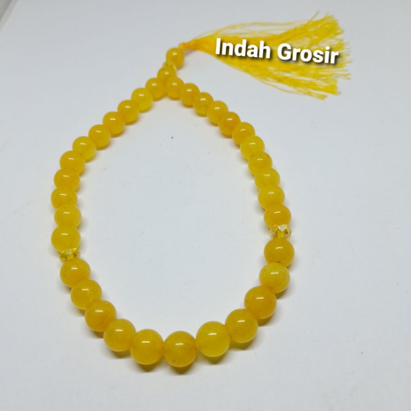 TASBIH NATURAL BATU JADE GIOK KUNING 33BUTIR 8MM