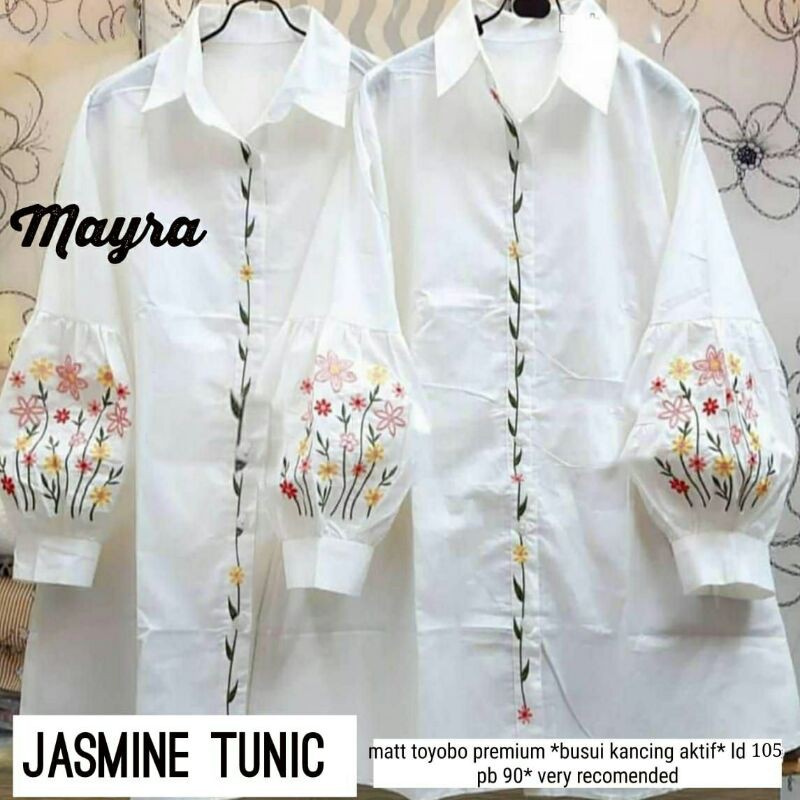 tunik wanita motif bunga warna putih