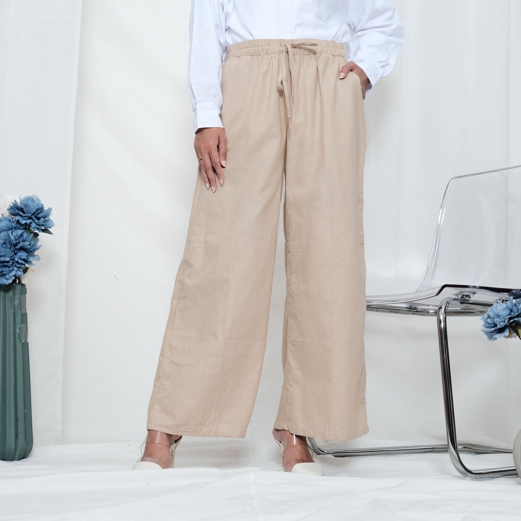 YARA KULOT JUMBO WANITA | KULOT LINEN PREMIUM TALI KARET | CELANA PANJANG WANITA | KULOT PANJANG POL