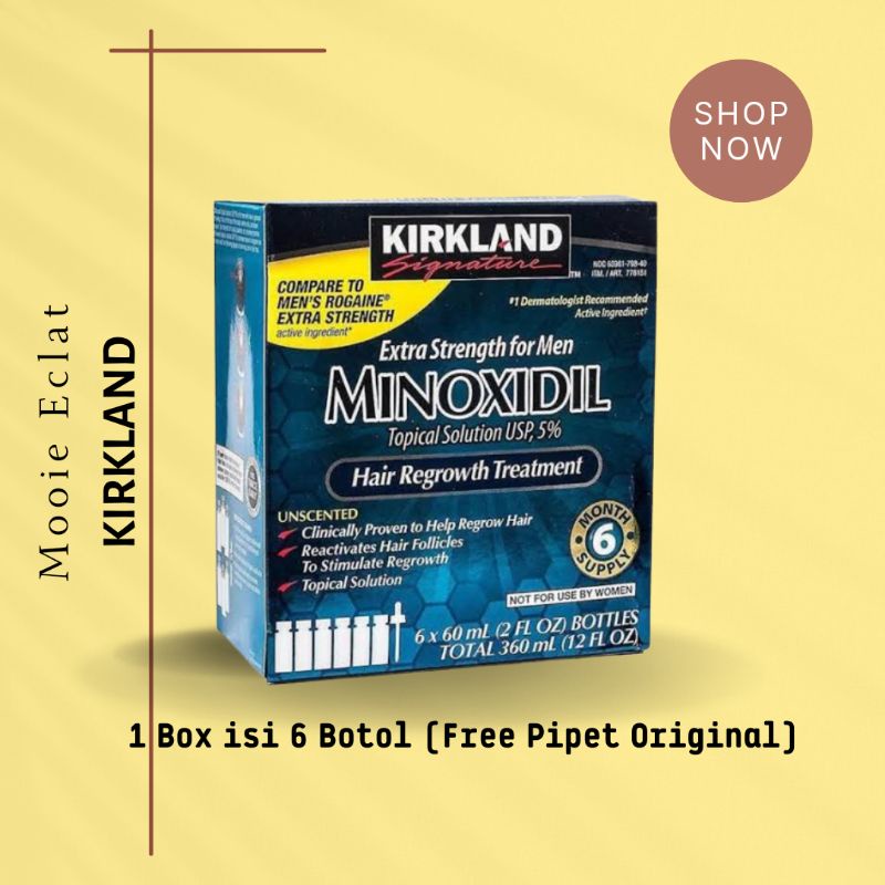 Minoxidil Kirkland 5% 1 Box isi 6 Botol ( Free Pipet Original )