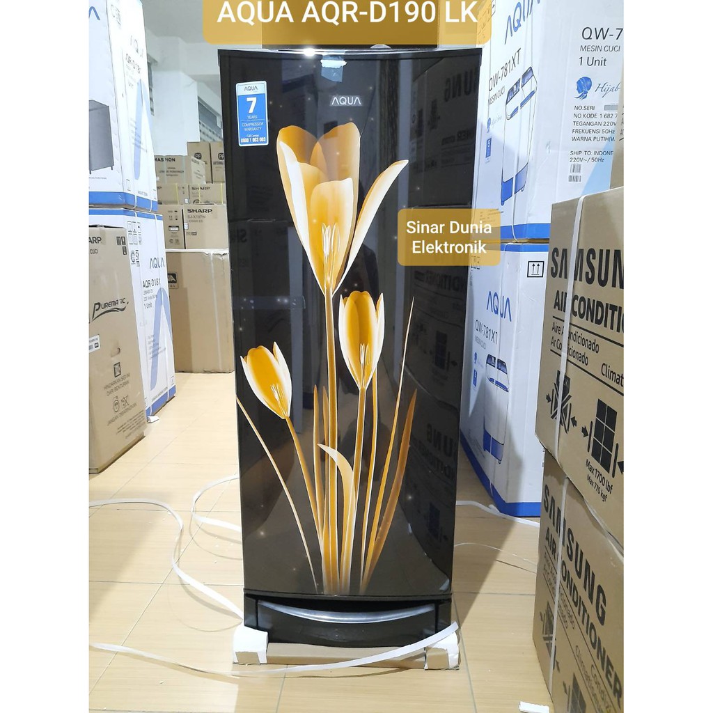 AQUA Kulkas Lemari Es 1 Pintu 162L AQR-D190 LK/LB Flower Design PROMO