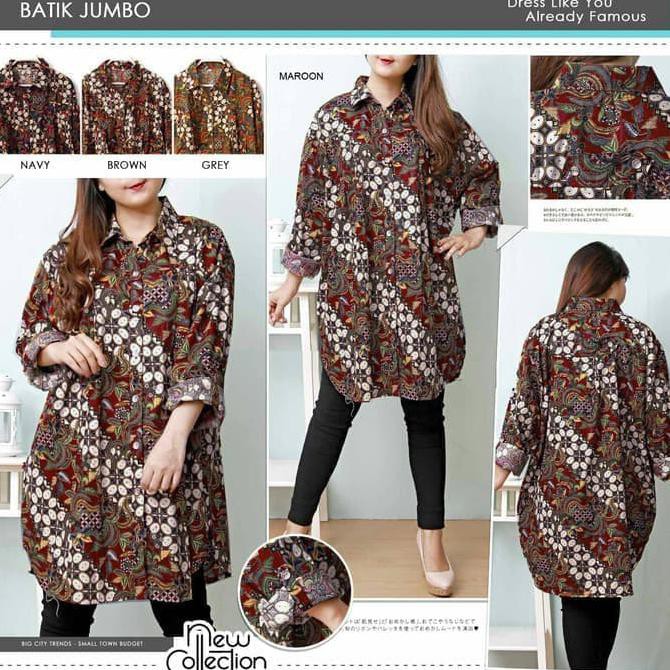 Baju Batik Wanita Jumbo Kemeja Batik Wanita Jumbo Big Size S15039-6Xl Y75 Premium Harga Grosir