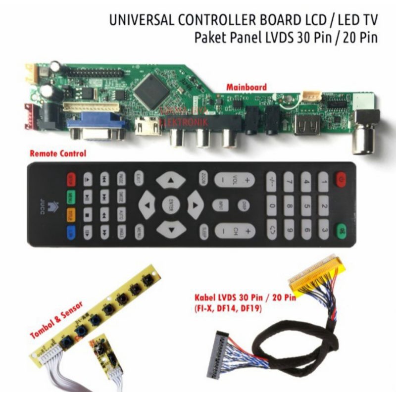 Universal LED LCD TV Controller Board - Paket Mainboard LVDS 30pin