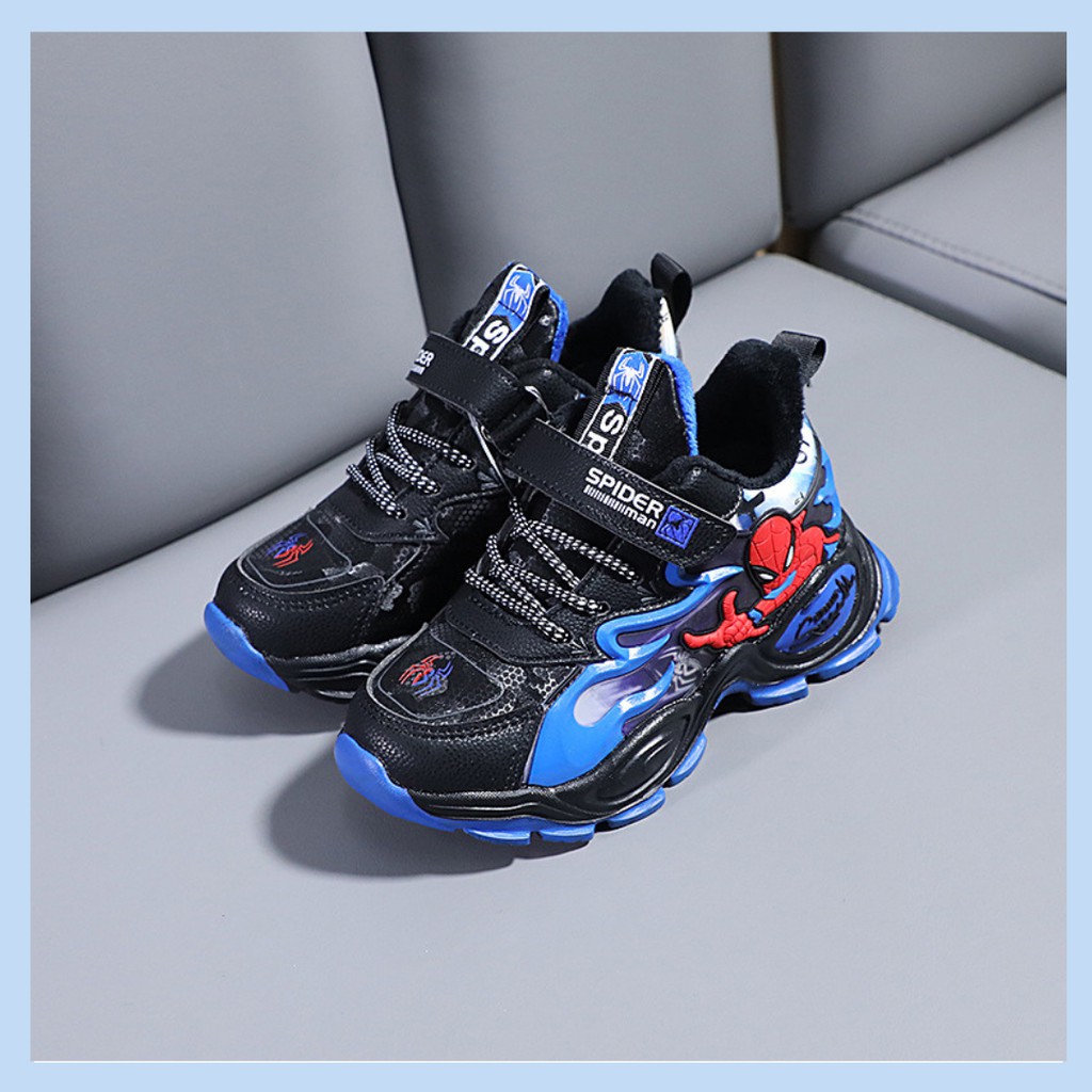 Outsole 19-22cm Sepatu Anak Laki Laki Import SD Hologram Spiderman Sneaker Kets