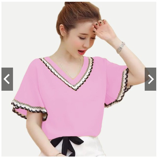 Fifi fashion Blus Lengan Pendek Wanita Gaya Korea Cantik Gaby