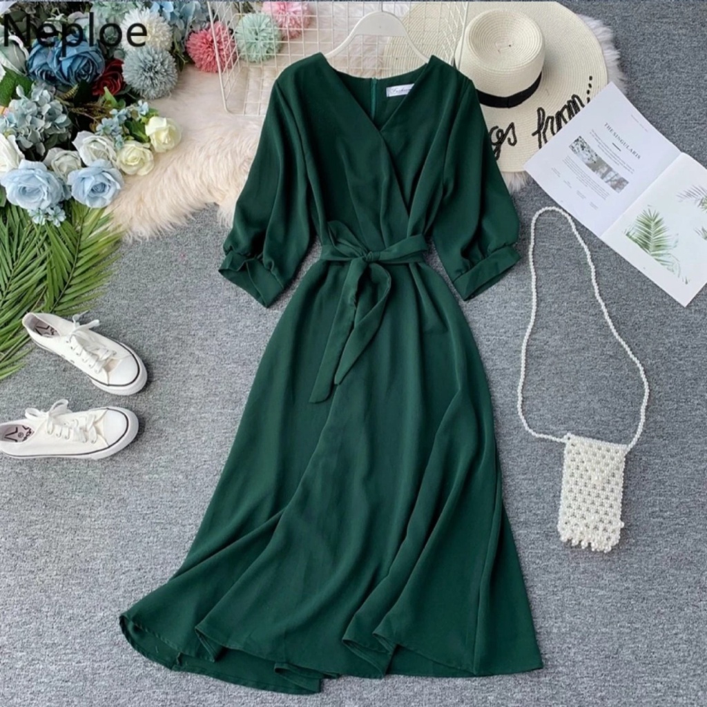 WSE390 - Dress Beleza Elegant Bahan Lembut TIdak Panas Ada Resleting di Bagian Belakang