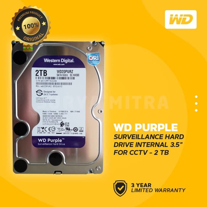 Hardisk / Harddisk / HDD WD Caviar Purple 2TB Internal 3.5&quot; for CCTV Surveillance