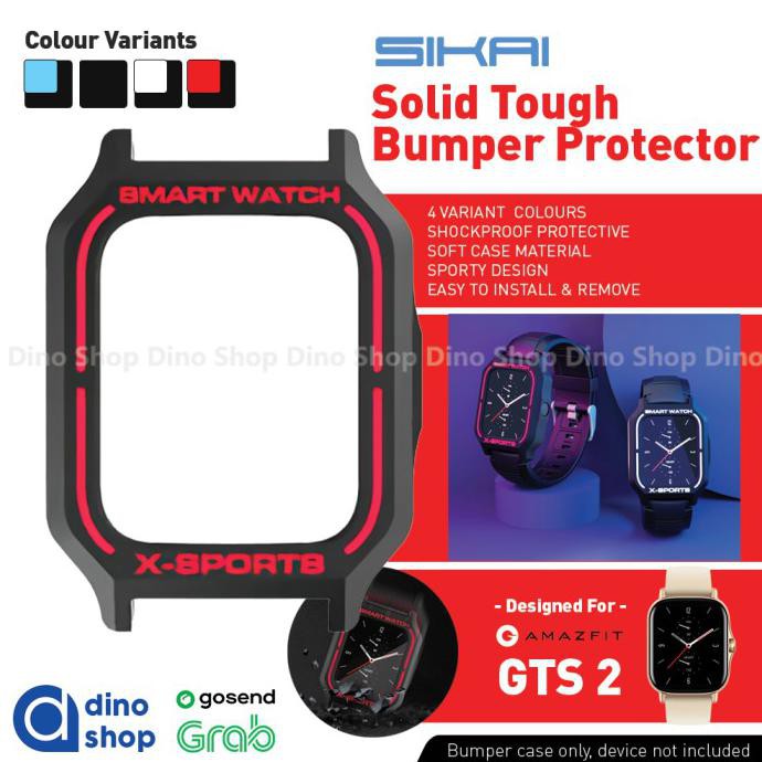 DISKON SIKAI TPU Soft Case Screen Cover Amazfit GTS 2 GTS2 Shell Protector - BLACK RED