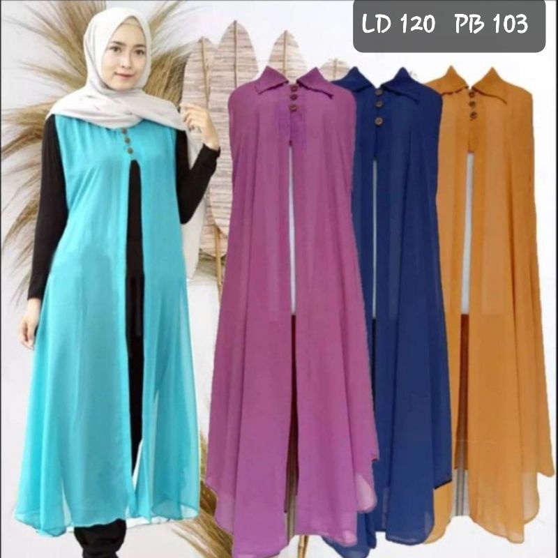 Long Outer Cardigan Kardigan Gardigan Wanita Panjang Fashion Muslim Kekinian Terbaru