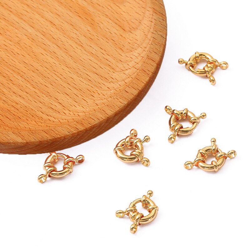 1Pc 18K Gold  Plated 11mm Copper Sailor Clasps Connectors For Bracelet Necklace Chain Diy Jewelry Making Finding