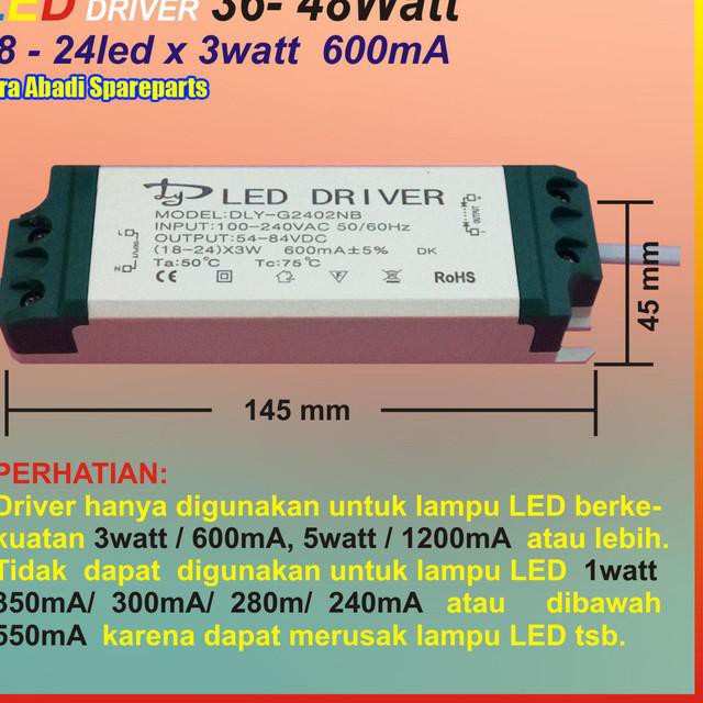 TOP PRODUK LED Driver Casing Plastik (18-24)*3W/3 Watt 600 mA DLY-G2402N lm12