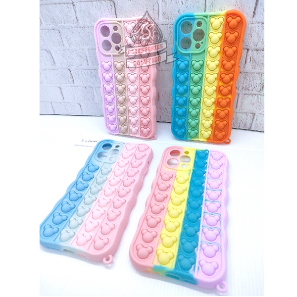 SILICONE CASE POP IT IPHONE 12 PRO MAX PELINDUNG CAMERA - CASE PENGHILANG STRESS PUSH IT BUBBLE CASE RAINBOW