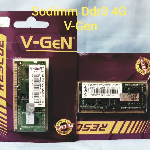 MEMORY SODIMM DDR3 4G V-GEN PC 12800 RESCUE - SODIMM DDR3 VGEN 4GB 12800/1600MHz SODIMM RESCUE