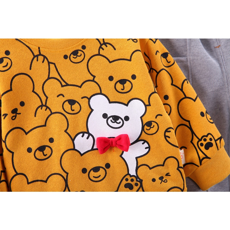 [COD] setelan anak unisex 0-5 tahun keren motif HPBEAR ABU-ABU setelan premium import / brownieground