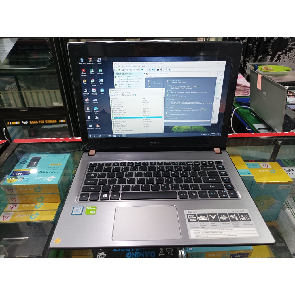 LAPTOP BEKAS ACER E5-476G/CORE i5/NVIDIA/6GB/128GB/500GB/14inch