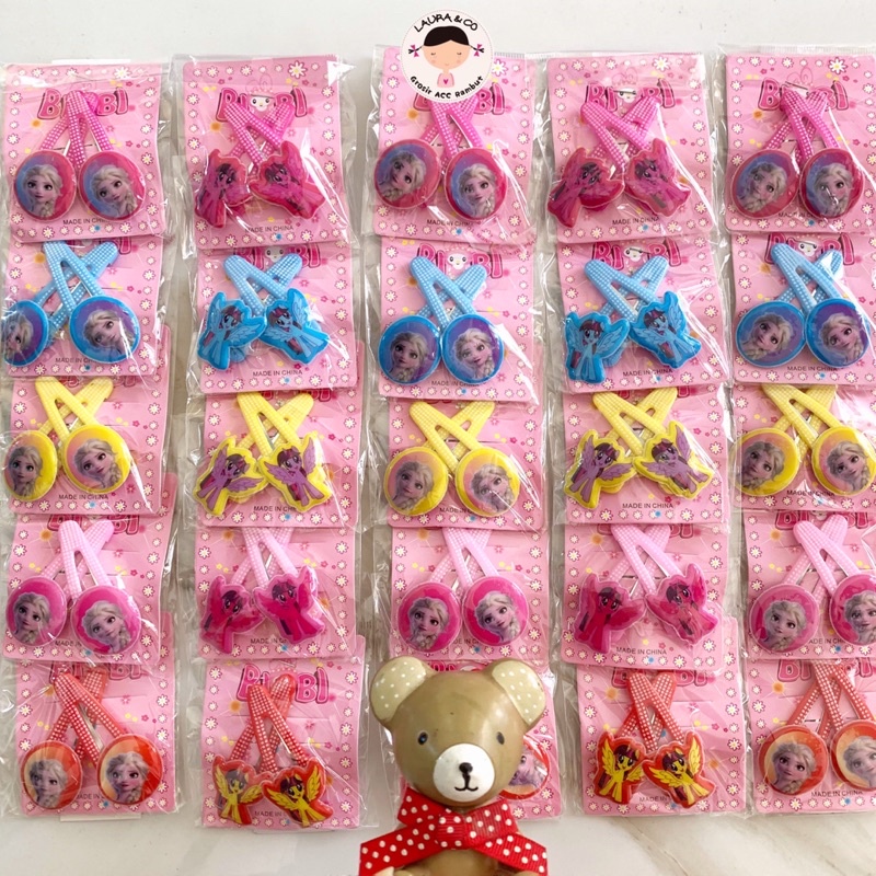 Jepit Tip top silang 10pc bagus grosir tik tok love mickey hello kitty frozen