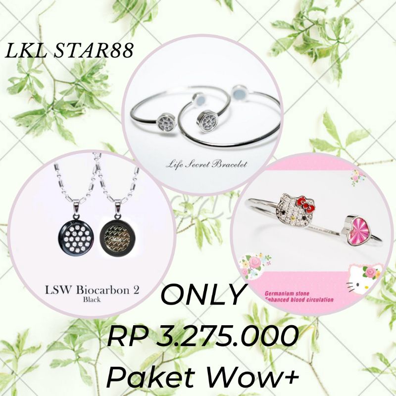 Paket Life Secret Bracelet + LSW Biocarbon2 Black + Bangle Hello Kitty ORIGINAL MCI
