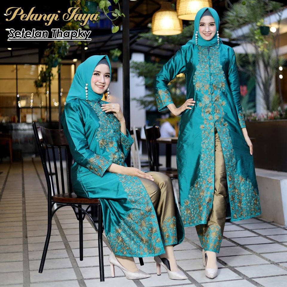 Abaya Gamis Muslim Thapky Setelan Celana Taffeta
