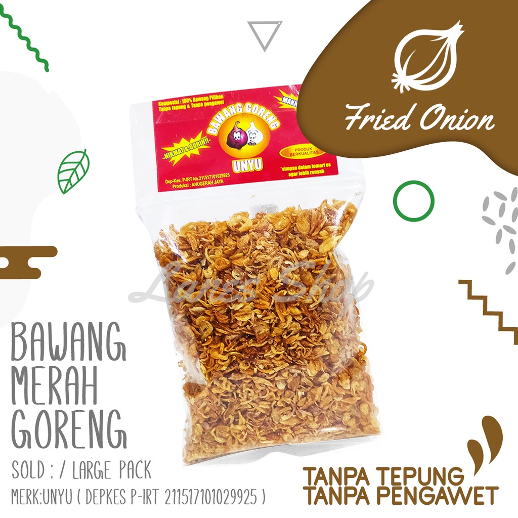 

Bawang Merah Goreng UNYU TANPA Tepung TANPA Pengawet Pak Besar Lanes Food