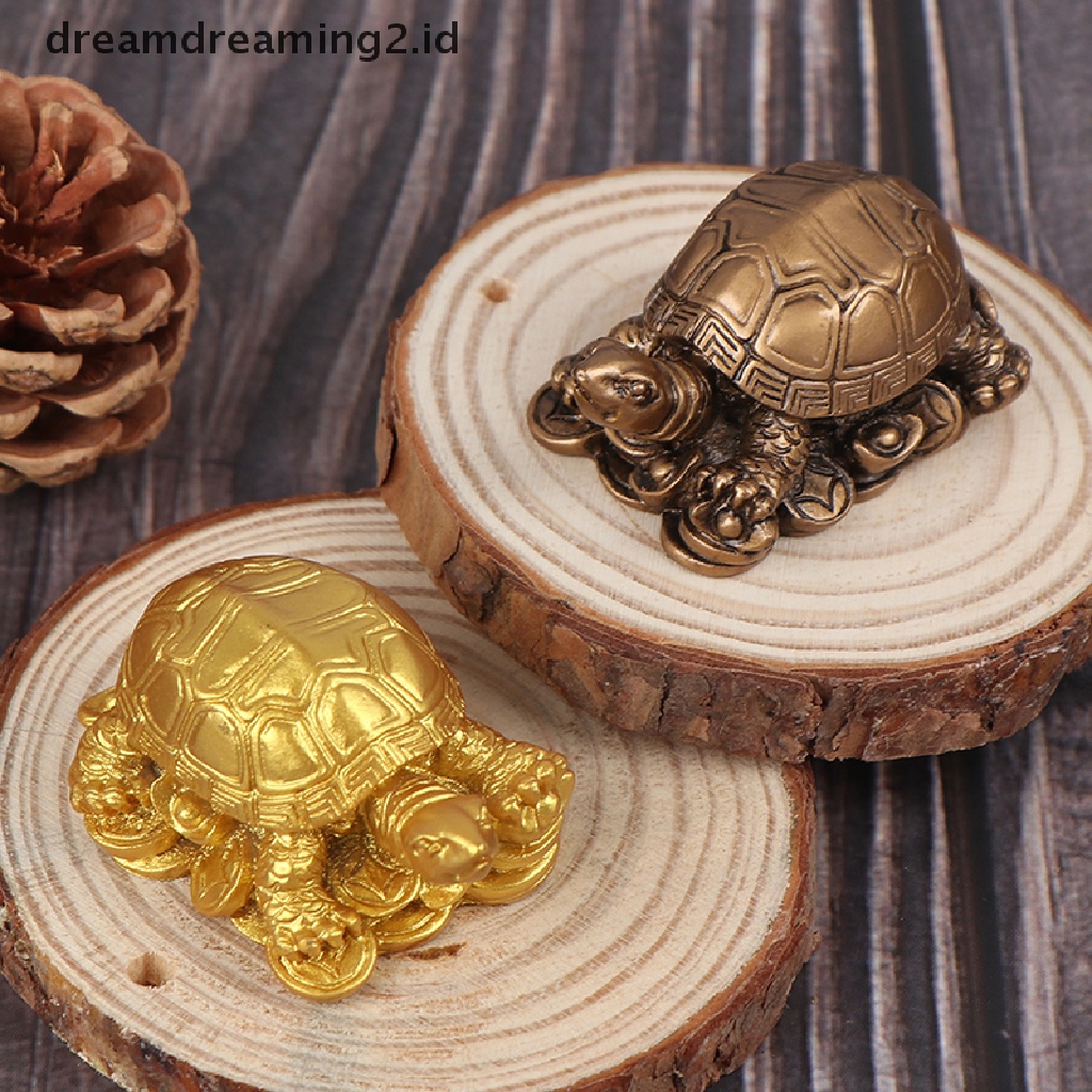 Ornamen Desain Kura-Kura Feng Shui Bahan Resin Tembaga