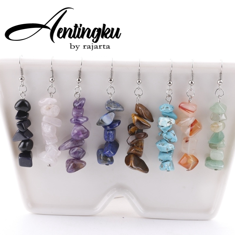 Anting 7 Chakra Reiki Natural Stone Healing Gemstone Model Hooks