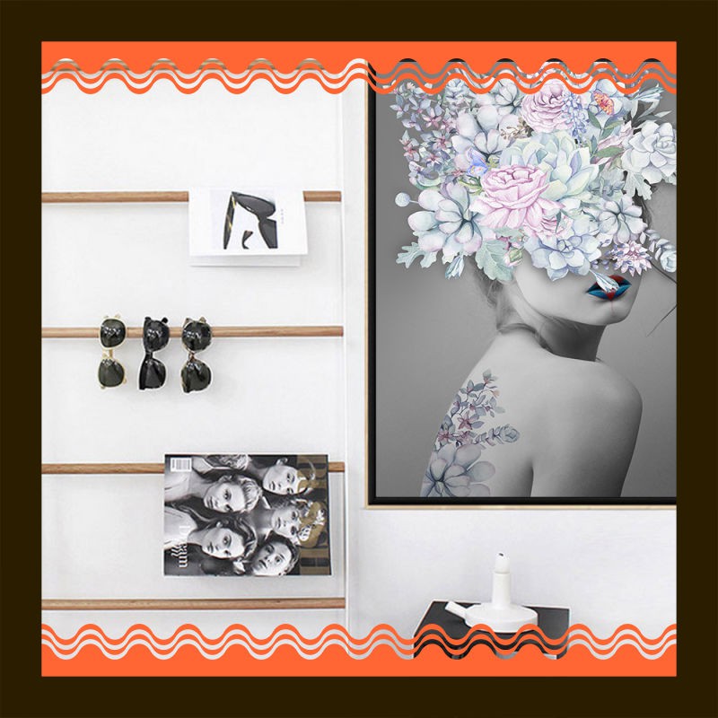 Lukisan Import Berkualitas  Ukuran Besar Nordic Poster Gadis Bunga Minyak Kebangkitan Kanvas Cetak D