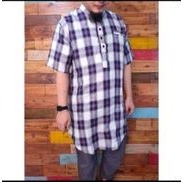 Baju koko kurta pakistan murah motif kotak kotak - hijau mint - orange merk Kurta