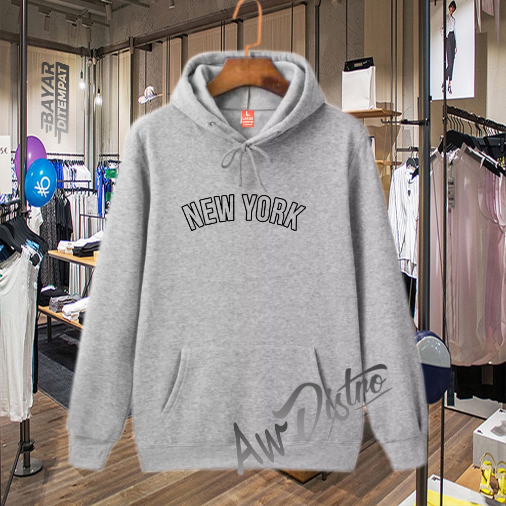 COD Hoodie Distro New York  Black Premium Quality Sweater Tulisan Jaket Kata-Kata Hoodie Sablon