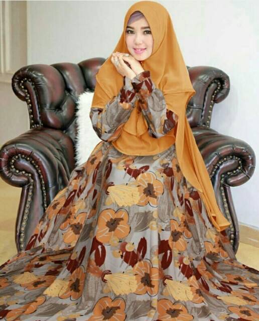 Gamis MONALISA Motif BERRY Lengan Rempel Kancing