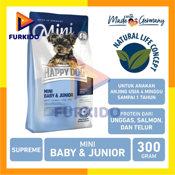 Happy Dog Supreme Mini Baby &amp; Junior 300 Gr / Makanan Kering Anjing
