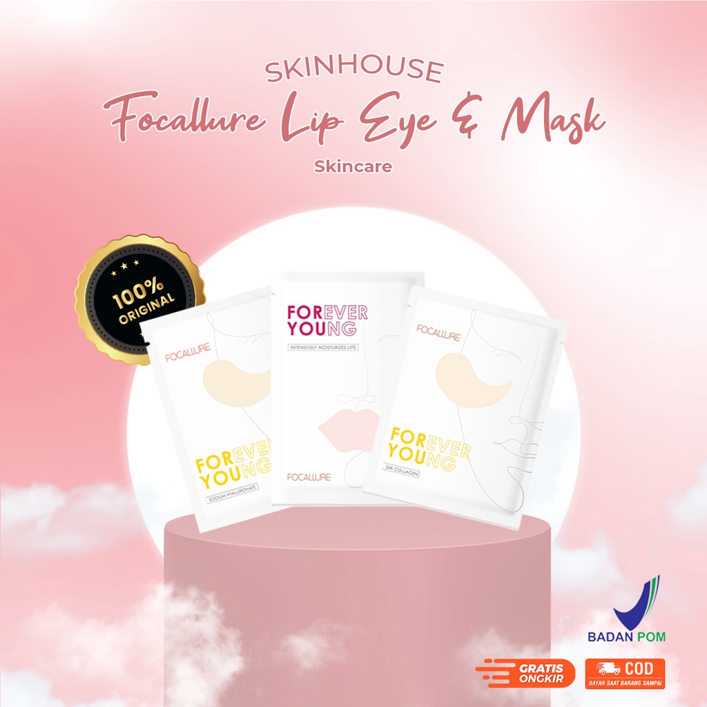 [ SKINHOUSEID ] FOCALLURE COLLAGEN CRYSTAL 24K GOLD PURE LUXURY EYE MASK | HYDRA GEL EYE MASK | MOISTURIZING LIP MASK