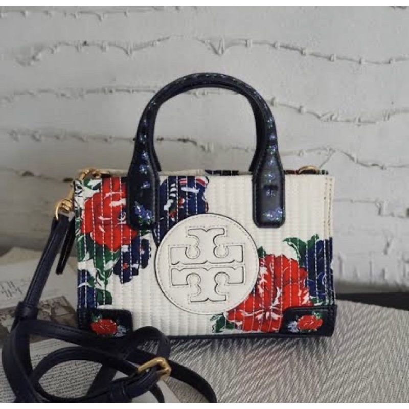 Tory Burch Ella Micro Tote Quilted Floral