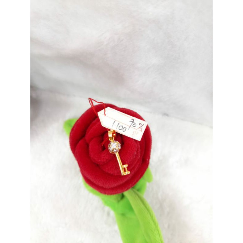 LT912E260E liontin emas asli model kunci golden key bola permata putih berat 1.100 kadar 70% 16k