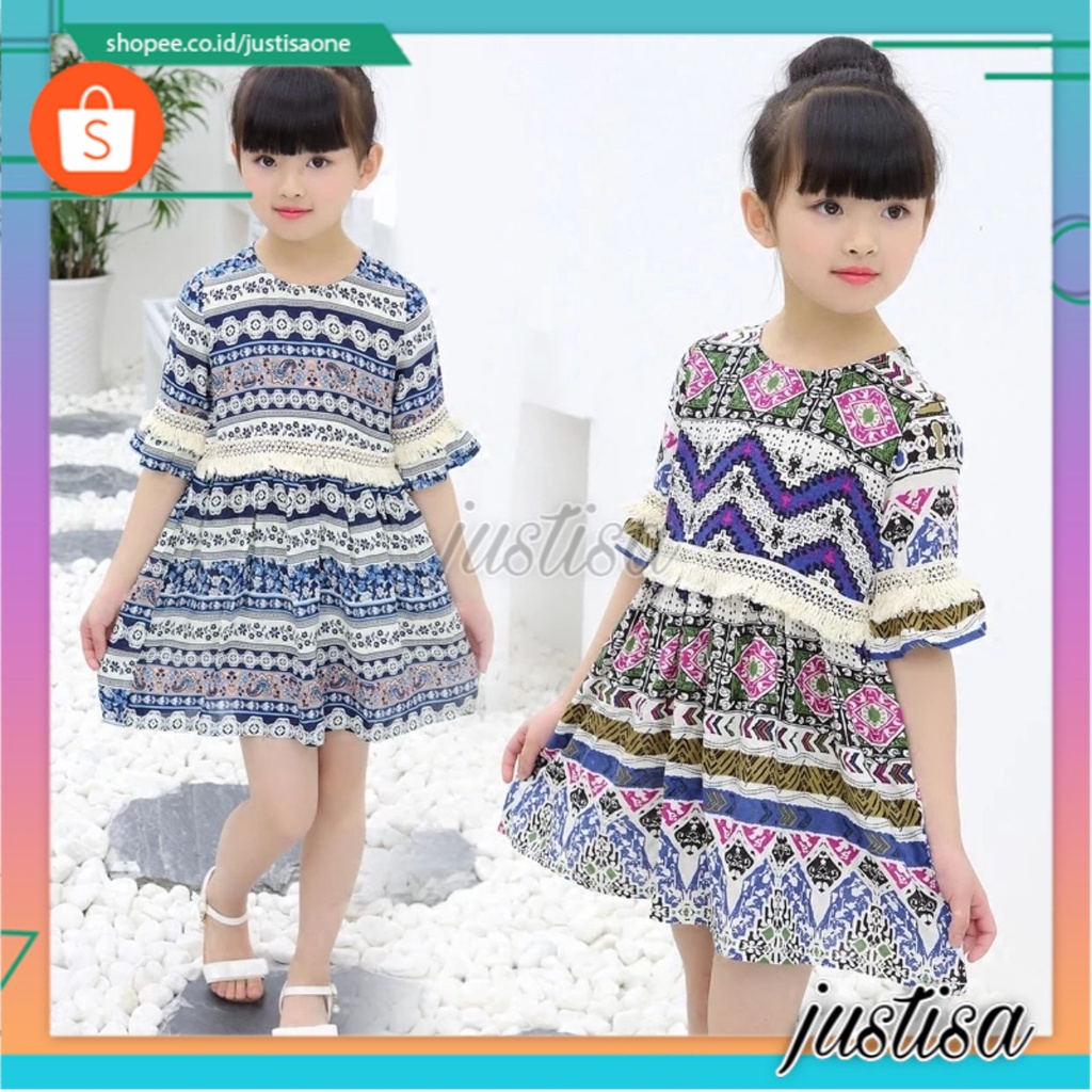 Promo !! Dress anak cewek / dress dewata motive summer ukuran 9bulan-2tahun / Dress import bahan lembut