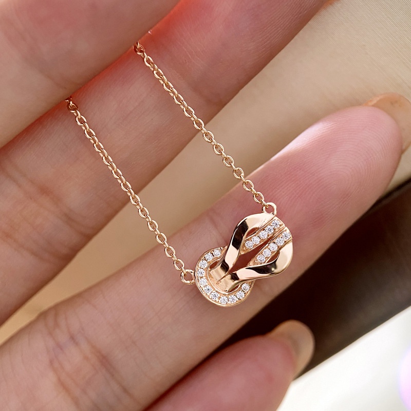 8-Word Infinite Double-Layer Stacked 18K Gold Vachette Clasp Necklace