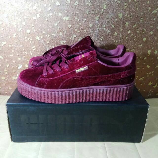PUMA X RIHANNA VELVET CREEPERS BURGUNDY MAROON PREMIUM QUALITY