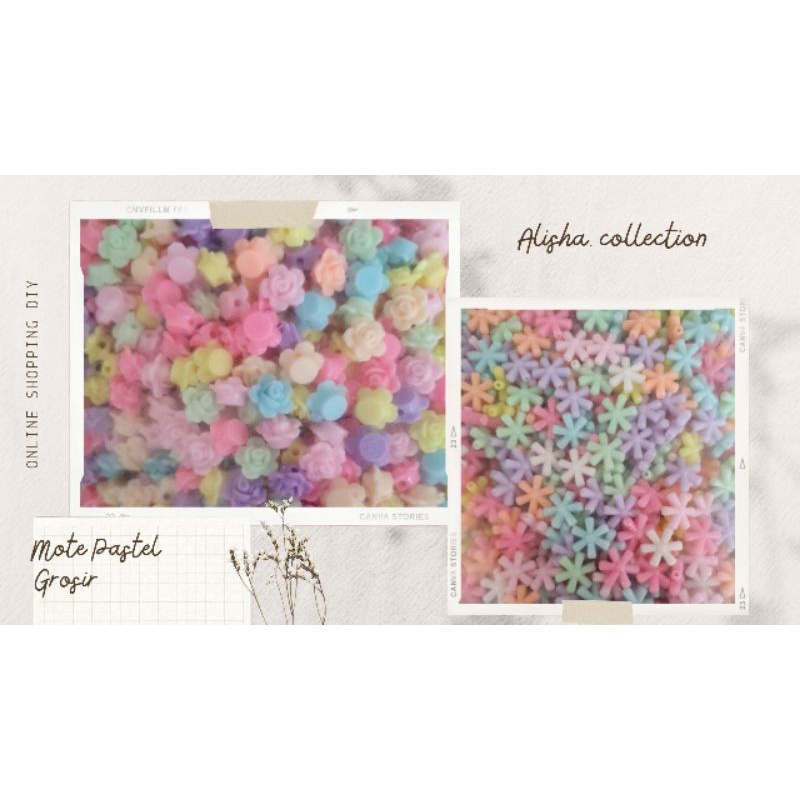 [Grosir] Mote Susu Mawar Bunga 6 | Mote Pastel Mawar Bunga 6 | Manik Pastel